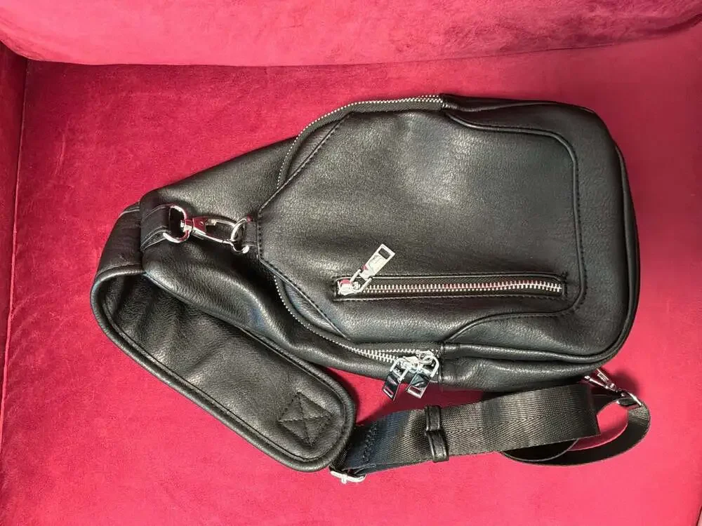 Antik Kraft Black Faux Leather Brie Sling Backpack